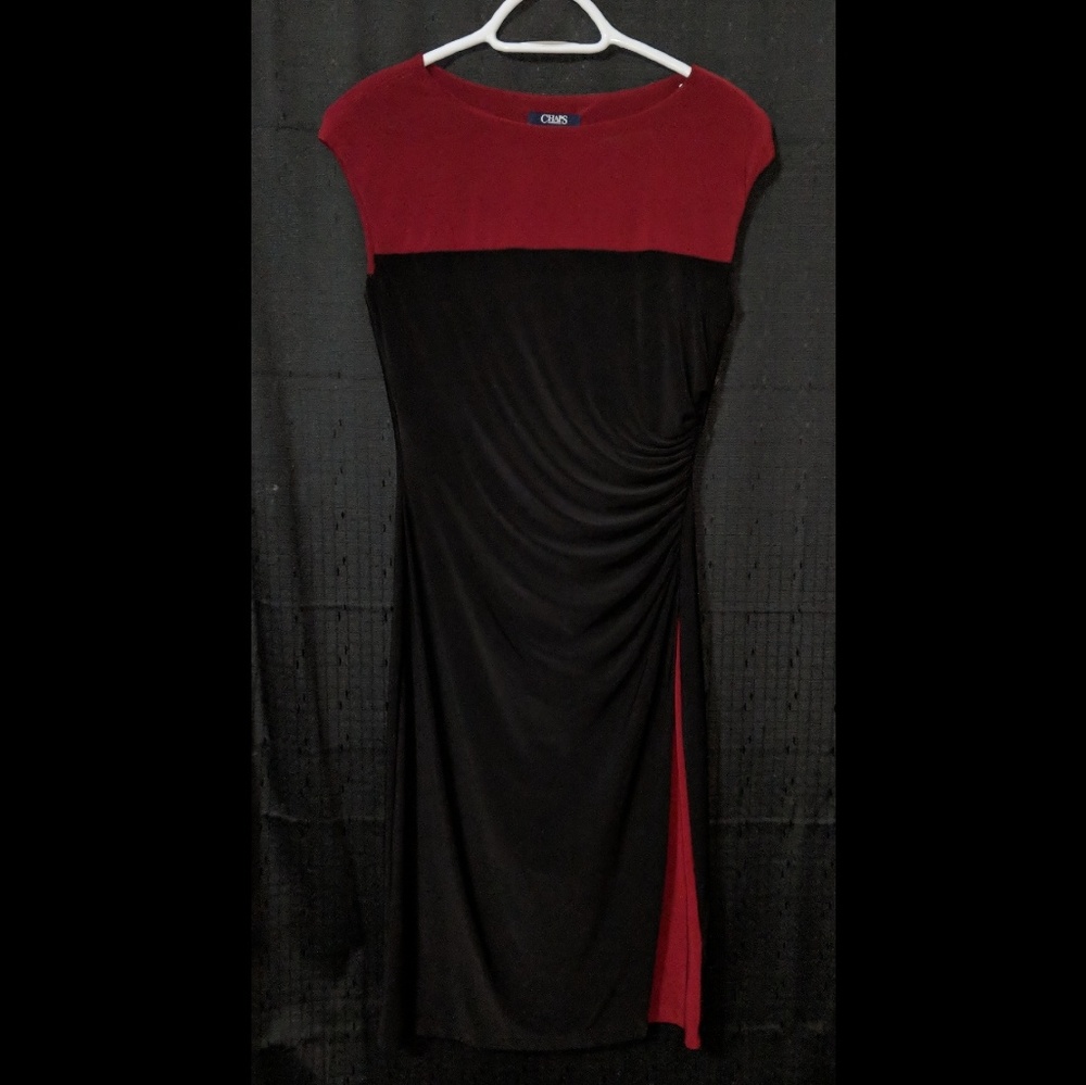 Chaps Boatneck Ruched Cap Sleeved Sheath Dress
